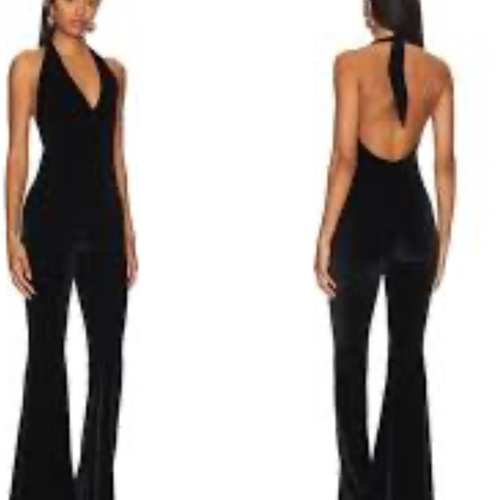 Elegant Show Me Your MUMU Studio Black Halter Jumpsuit